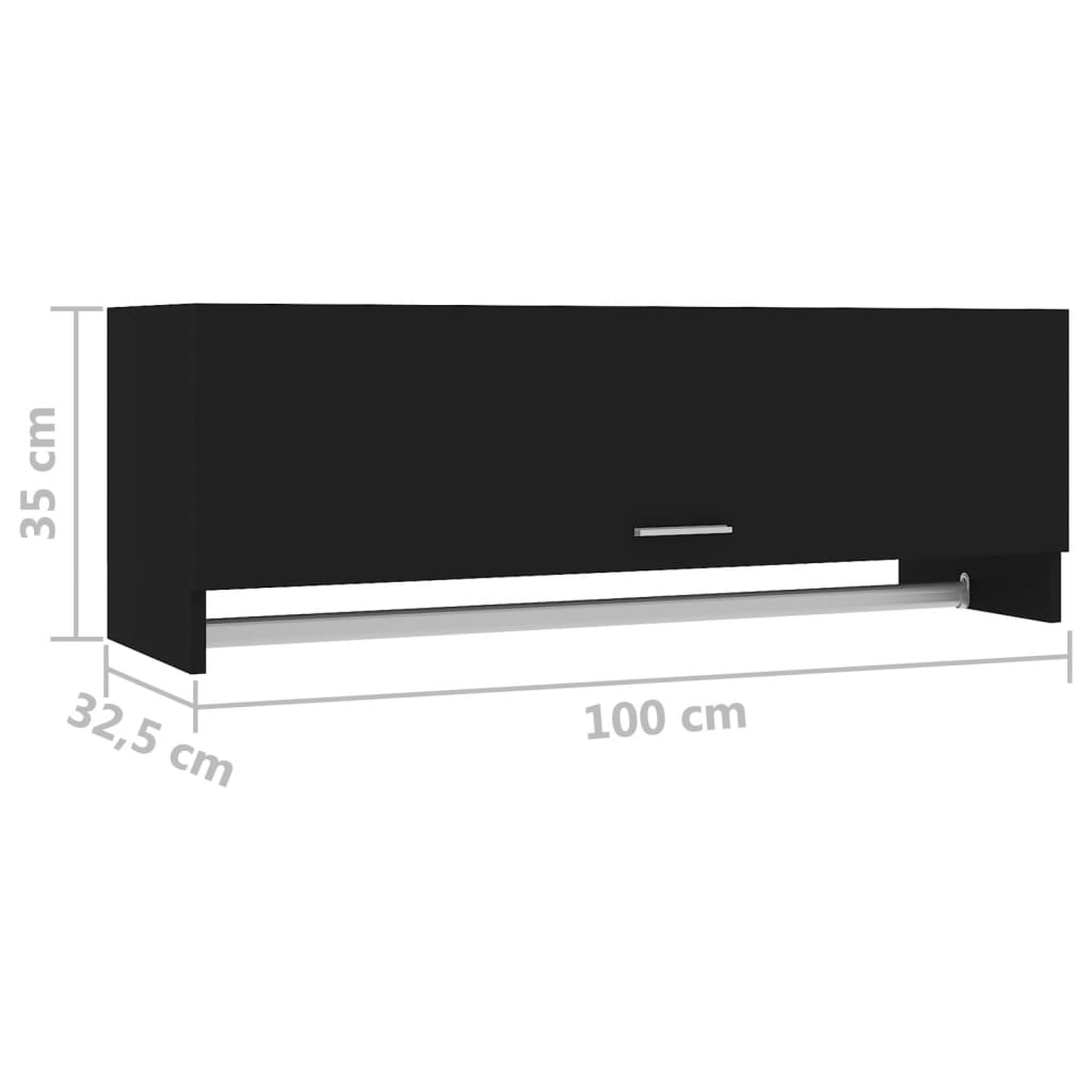 Vaatekaappi musta 100x32,5x35 cm lastulevy - Sisustajankoti.fi