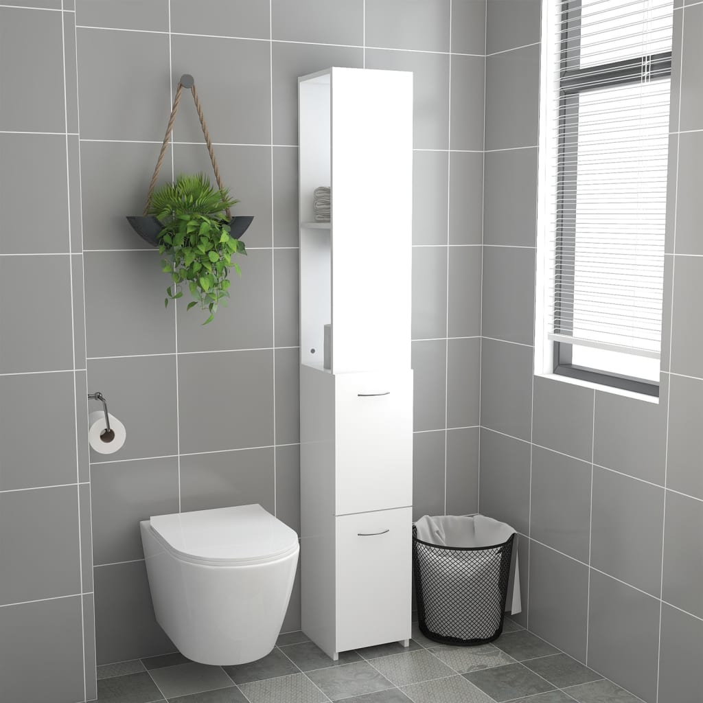Kylpyhuonekaappi valkoinen 25x25x170 cm lastulevy - Sisustajankoti.fi