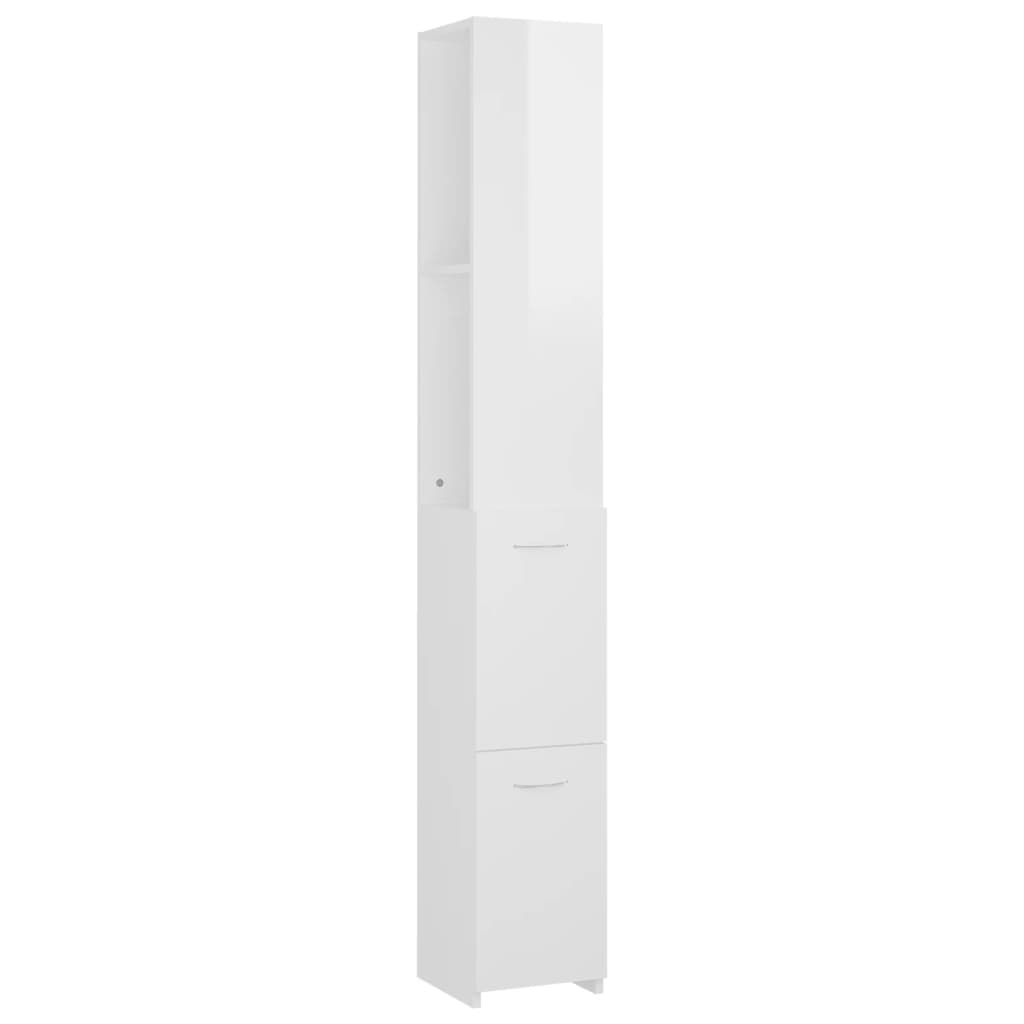 Kylpyhuonekaappi korkeakiilto valkoinen 25x25x170 cm lastulevy - Sisustajankoti.fi