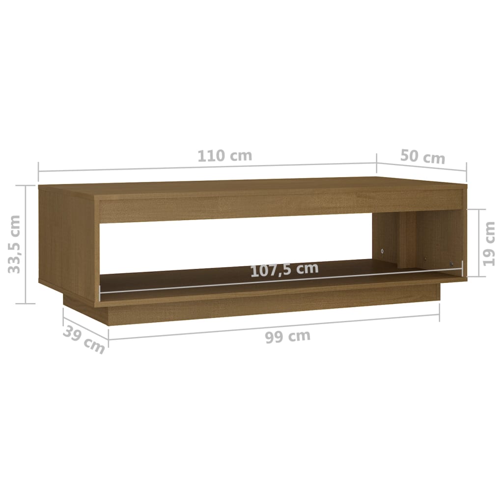 Sohvapöytä 110x50x33,5 cm täysi mänty hunajanruskea - Sisustajankoti.fi