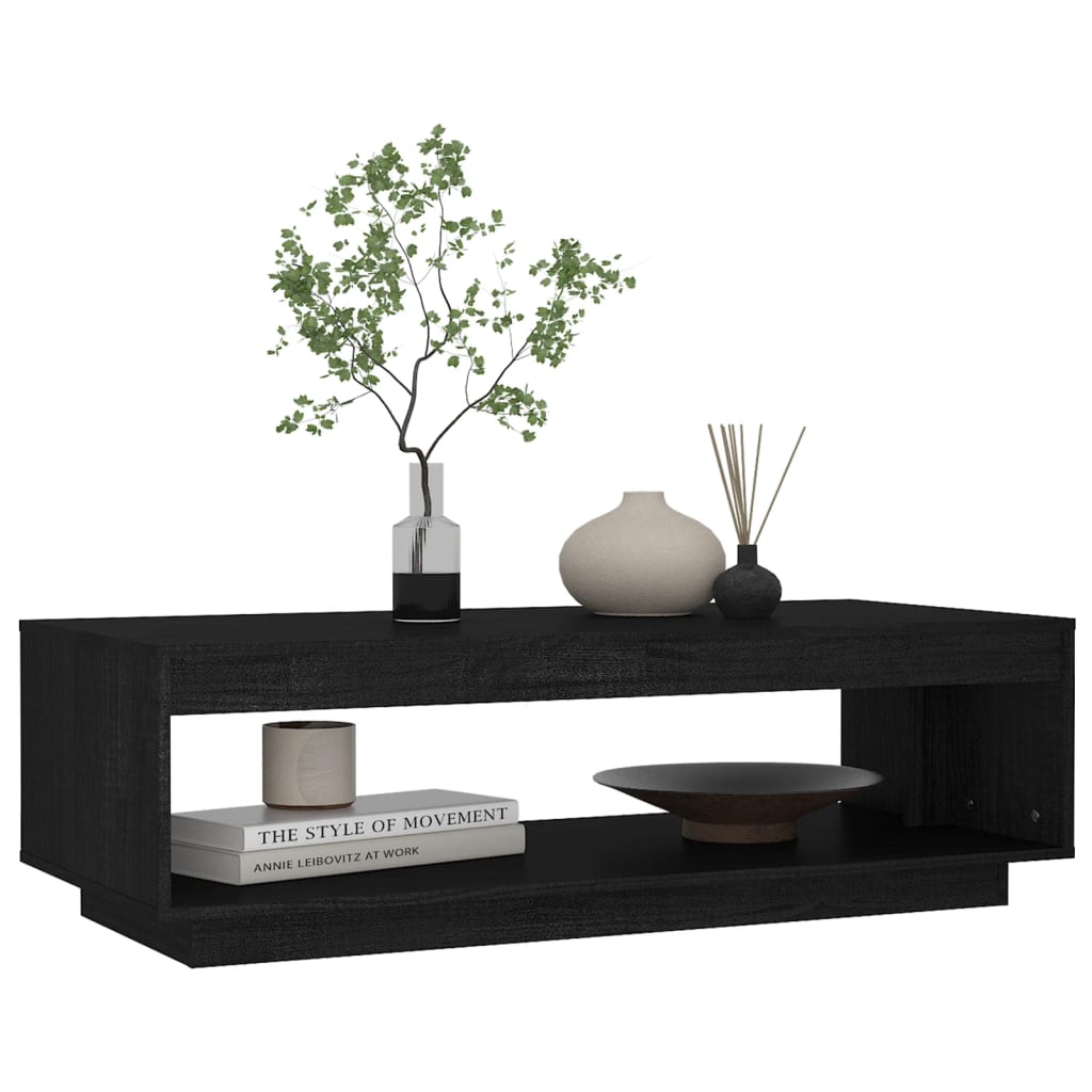 Sohvapöytä 110x50x33,5 cm täysi mänty musta - Sisustajankoti.fi