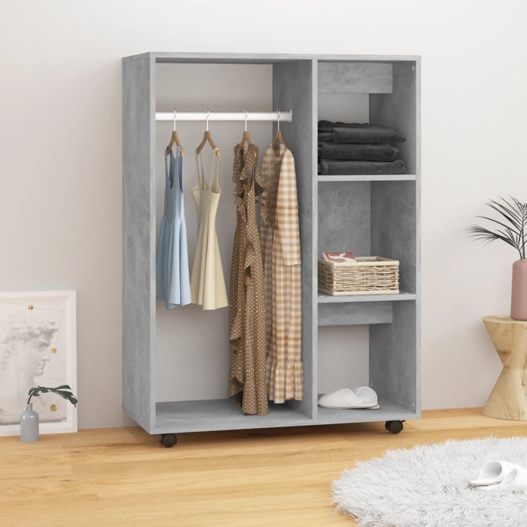 Vaatekaappi betoninharmaa 80x40x110 cm lastulevy - Sisustajankoti.fi