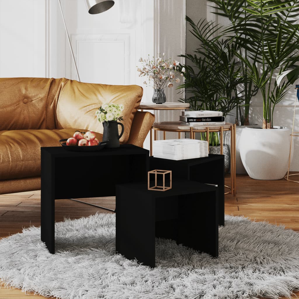 Sarjasohvapöydät 3 kpl musta lastulevy - Sisustajankoti.fi