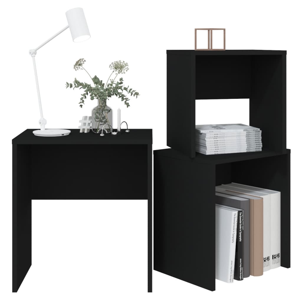 Sarjasohvapöydät 3 kpl musta lastulevy - Sisustajankoti.fi