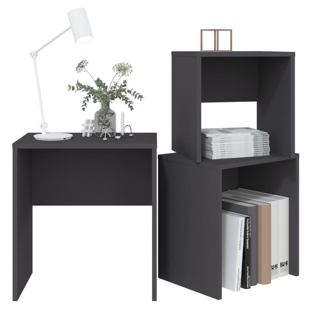 Sarjasohvapöydät 3 kpl harmaa lastulevy - Sisustajankoti.fi