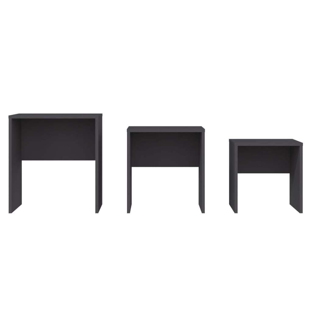 Sarjasohvapöydät 3 kpl harmaa lastulevy - Sisustajankoti.fi