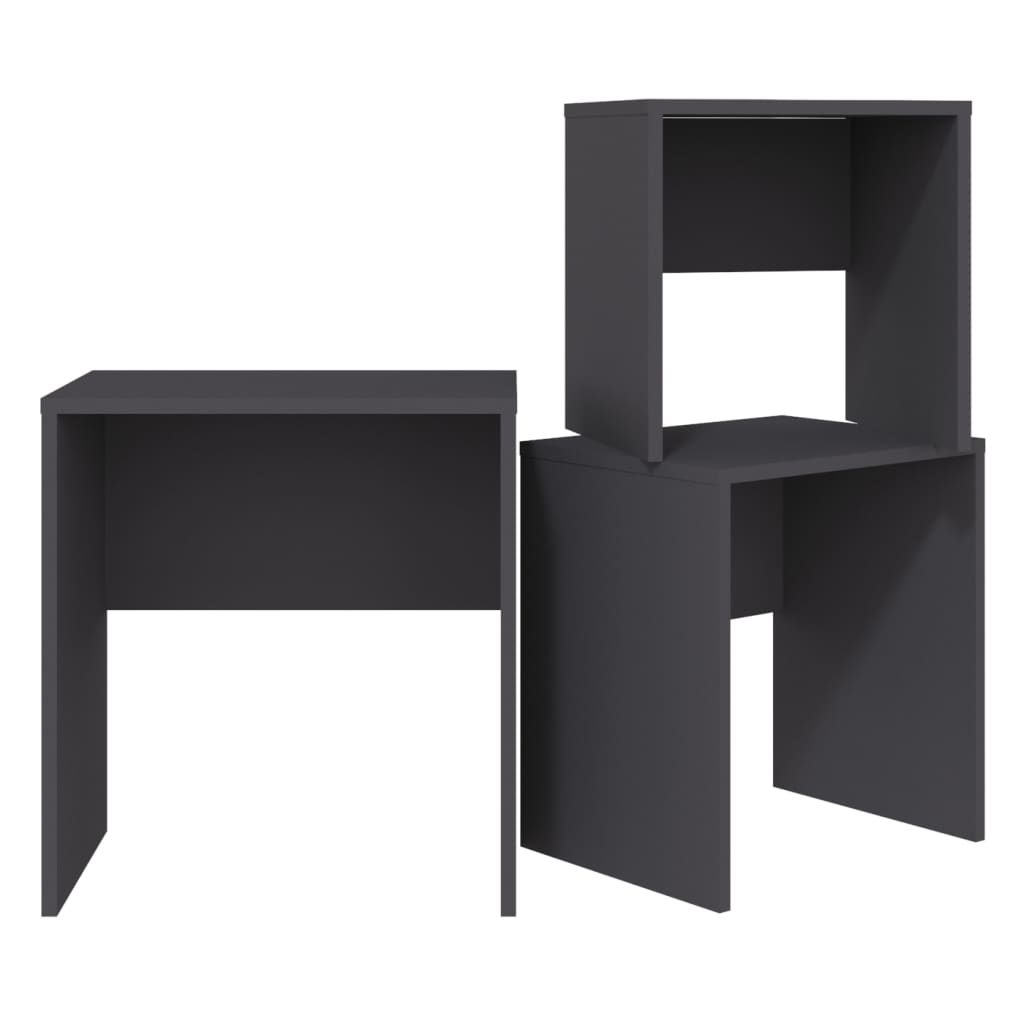 Sarjasohvapöydät 3 kpl harmaa lastulevy - Sisustajankoti.fi