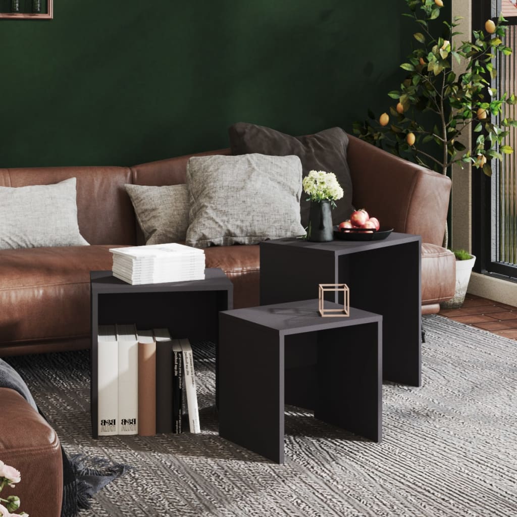 Sarjasohvapöydät 3 kpl harmaa lastulevy - Sisustajankoti.fi