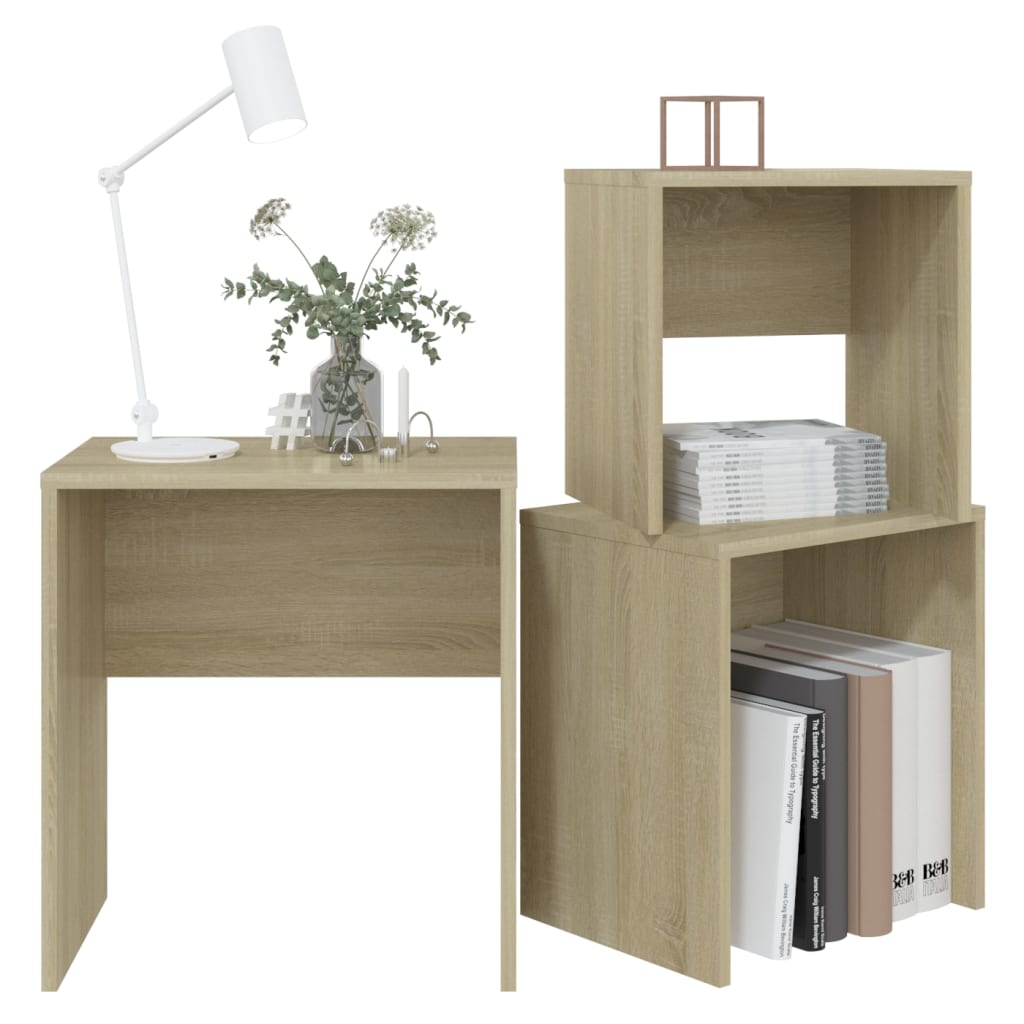 Sarjasohvapöydät 3 kpl Sonoma-tammi lastulevy - Sisustajankoti.fi