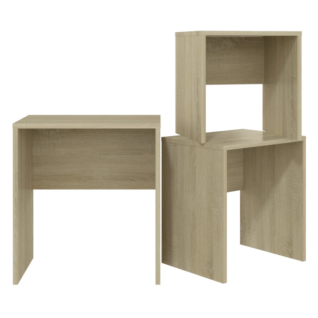 Sarjasohvapöydät 3 kpl Sonoma-tammi lastulevy - Sisustajankoti.fi