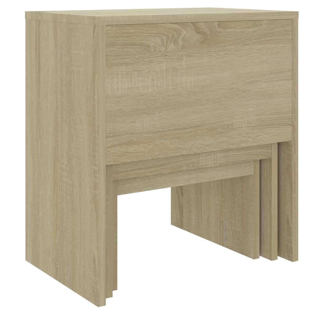 Sarjasohvapöydät 3 kpl Sonoma-tammi lastulevy - Sisustajankoti.fi