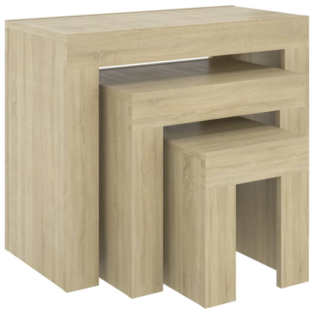 Sarjasohvapöydät 3 kpl Sonoma-tammi lastulevy - Sisustajankoti.fi