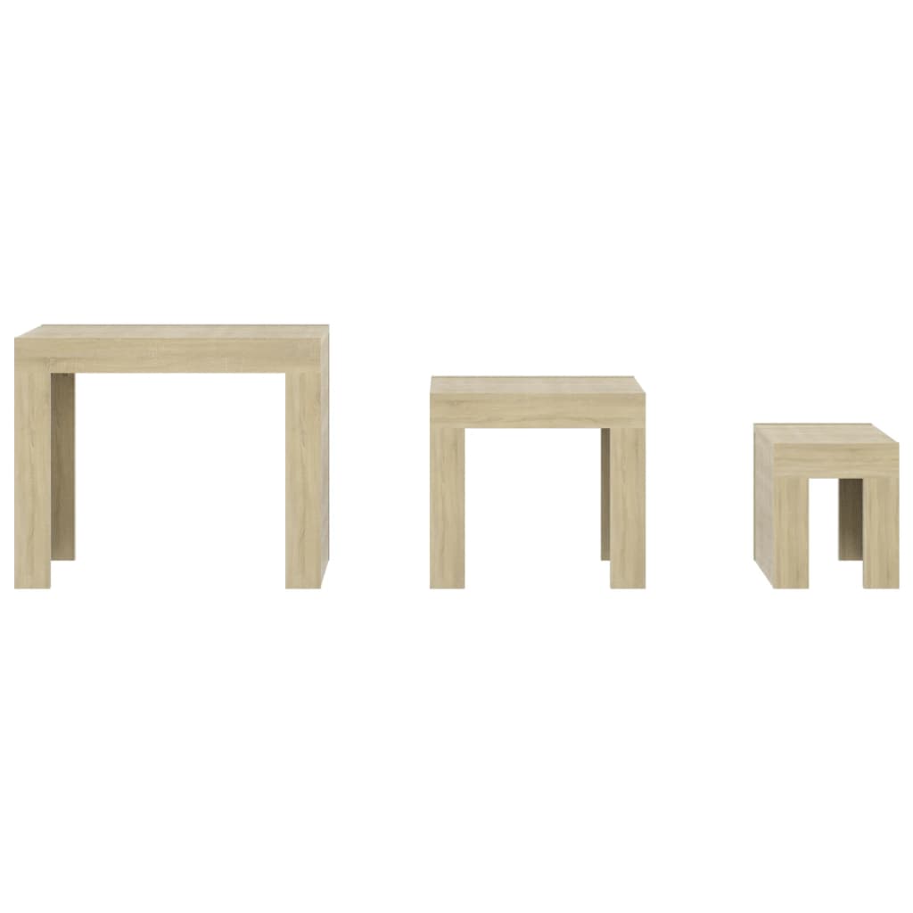 Sarjasohvapöydät 3 kpl Sonoma-tammi lastulevy - Sisustajankoti.fi