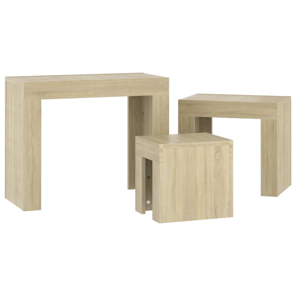 Sarjasohvapöydät 3 kpl Sonoma-tammi lastulevy - Sisustajankoti.fi