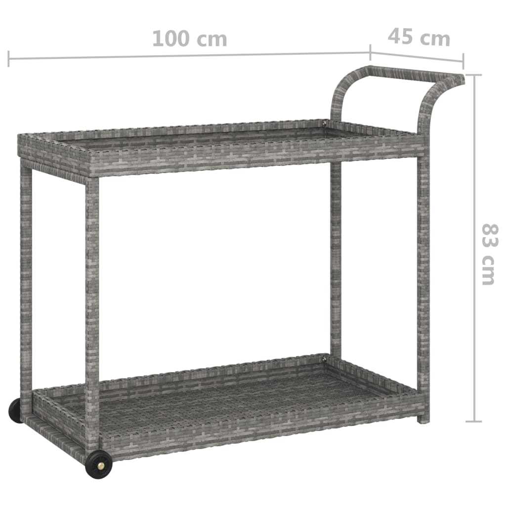 Baarivaunu harmaa 100x45x83 cm polyrottinki - Sisustajankoti.fi