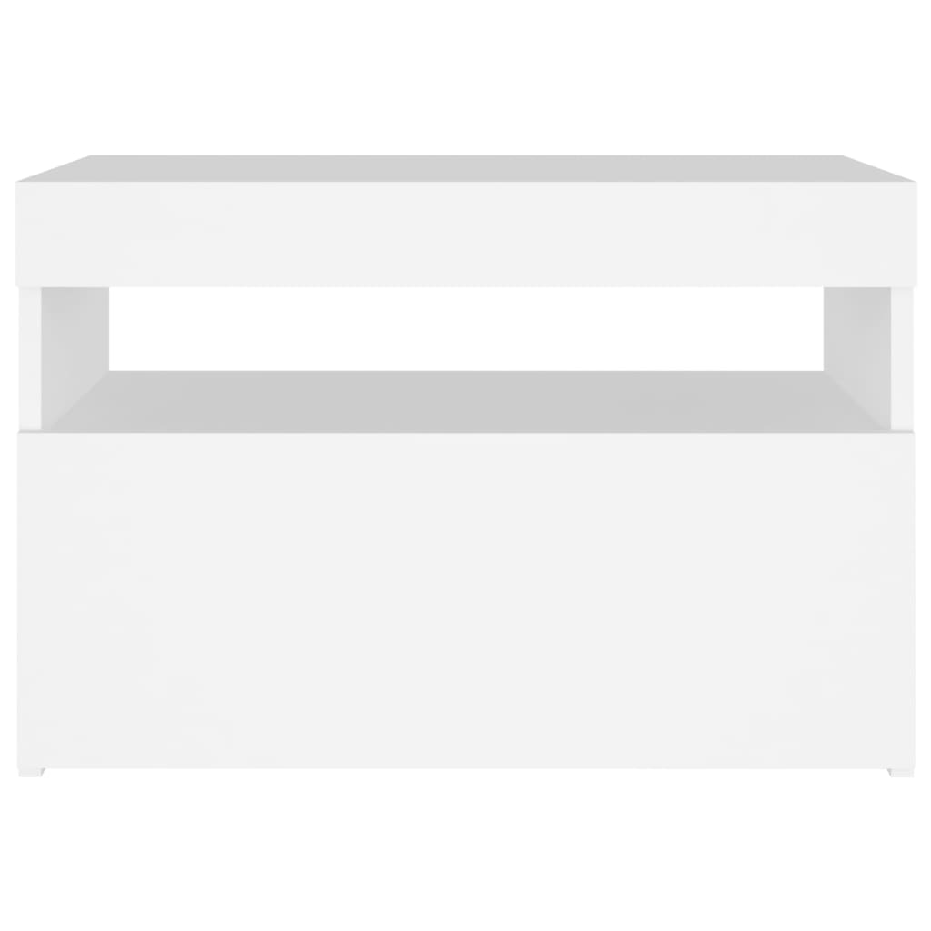 Yöpöytä LED-valoilla 2 kpl valkoinen 60x35x40 cm lastulevy - Sisustajankoti.fi