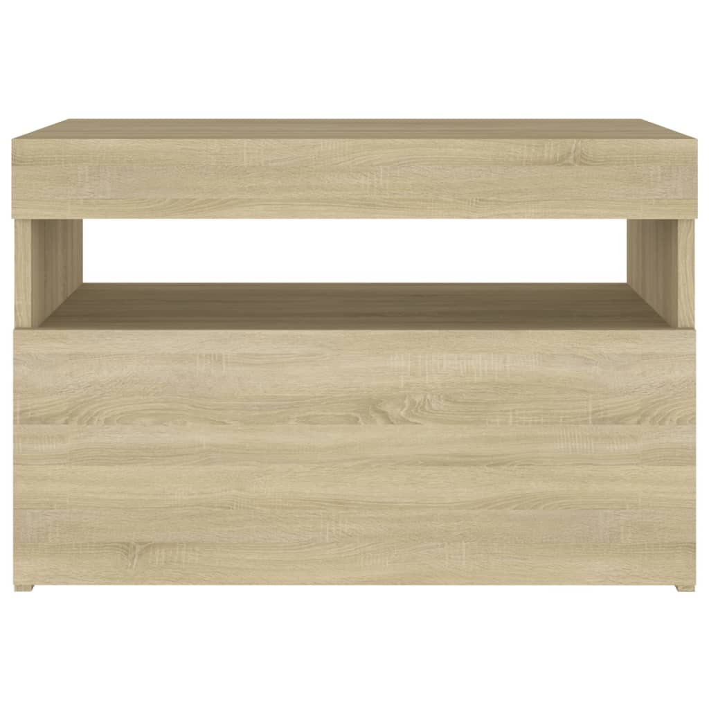 Yöpöytä LED-valoilla Sonoma-tammi 60x35x40 cm lastulevy - Sisustajankoti.fi