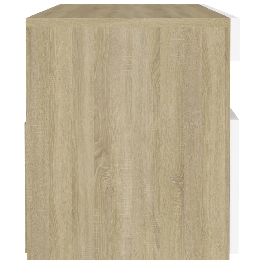 Yöpöytä LED-valoilla valkoinen ja Sonoma-tammi 60x35x40 cm - Sisustajankoti.fi