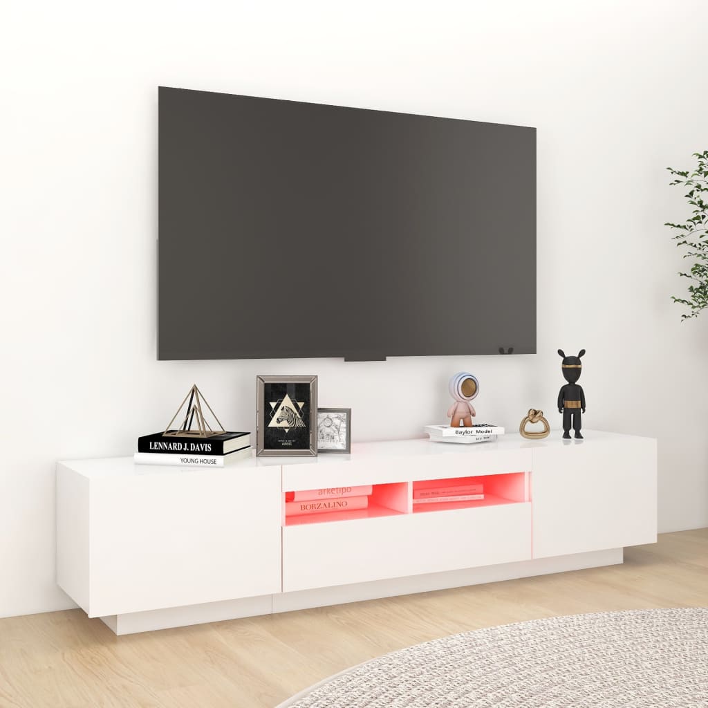 TV-taso LED-valoilla valkoinen 180x35x40 cm - Sisustajankoti.fi