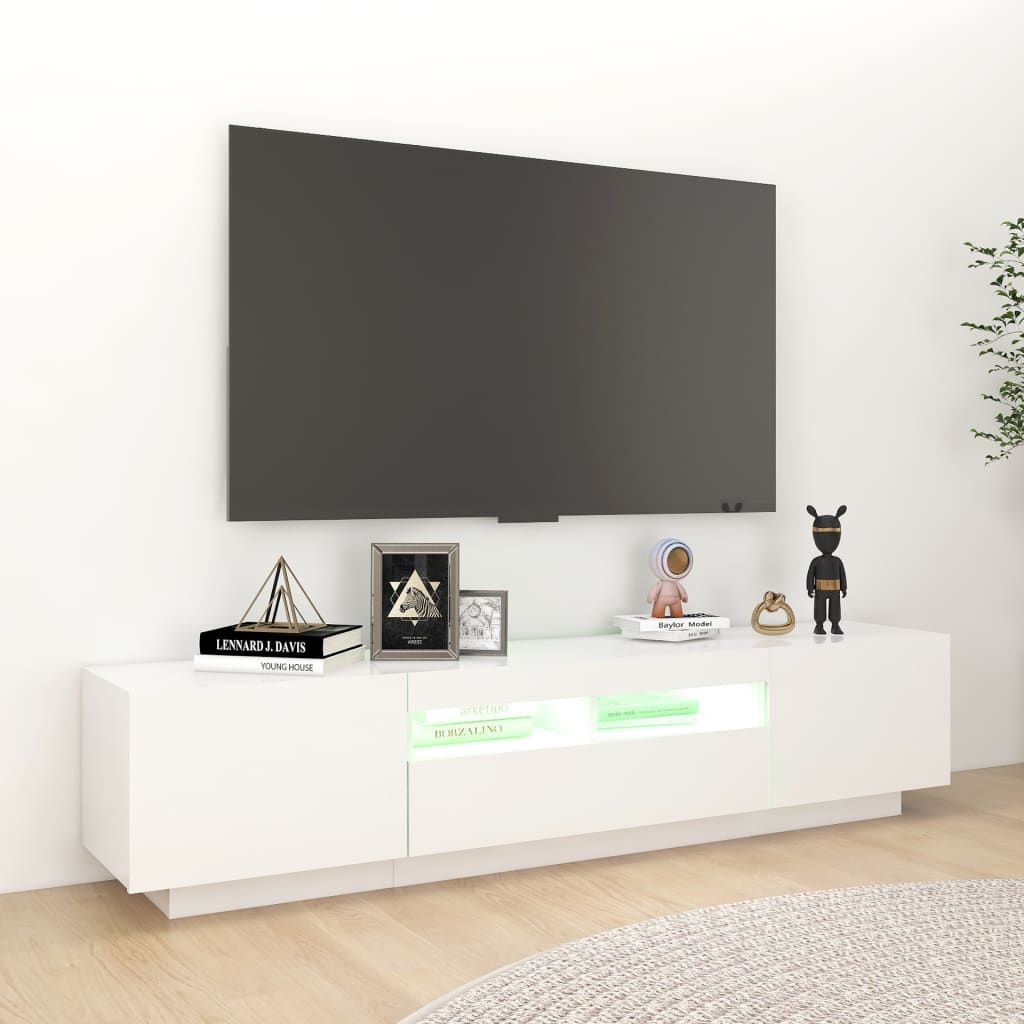TV-taso LED-valoilla valkoinen 180x35x40 cm - Sisustajankoti.fi