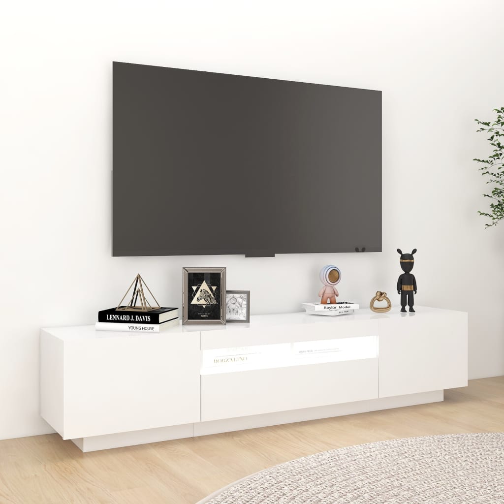 TV-taso LED-valoilla valkoinen 180x35x40 cm - Sisustajankoti.fi