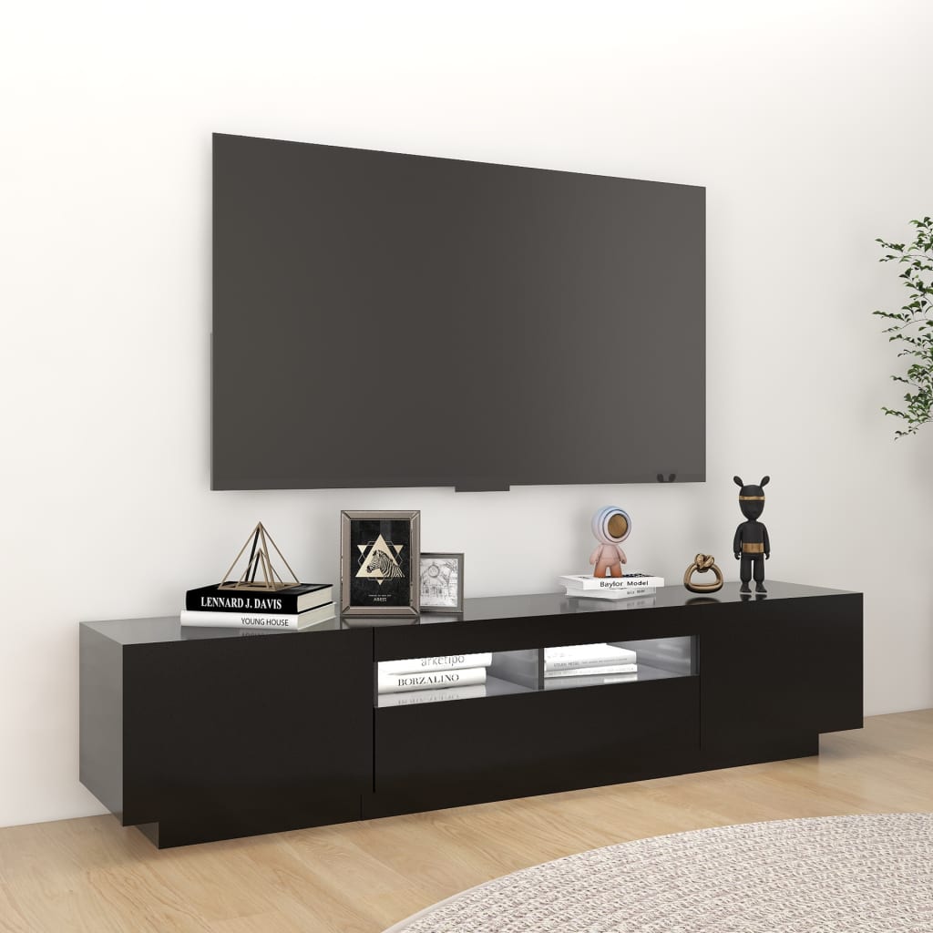 TV-taso LED-valoilla musta 180x35x40 cm - Sisustajankoti.fi