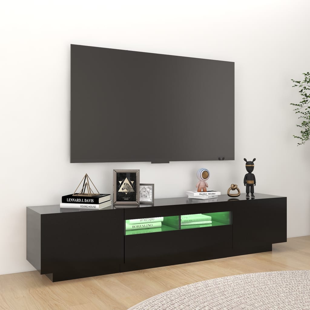 TV-taso LED-valoilla musta 180x35x40 cm - Sisustajankoti.fi