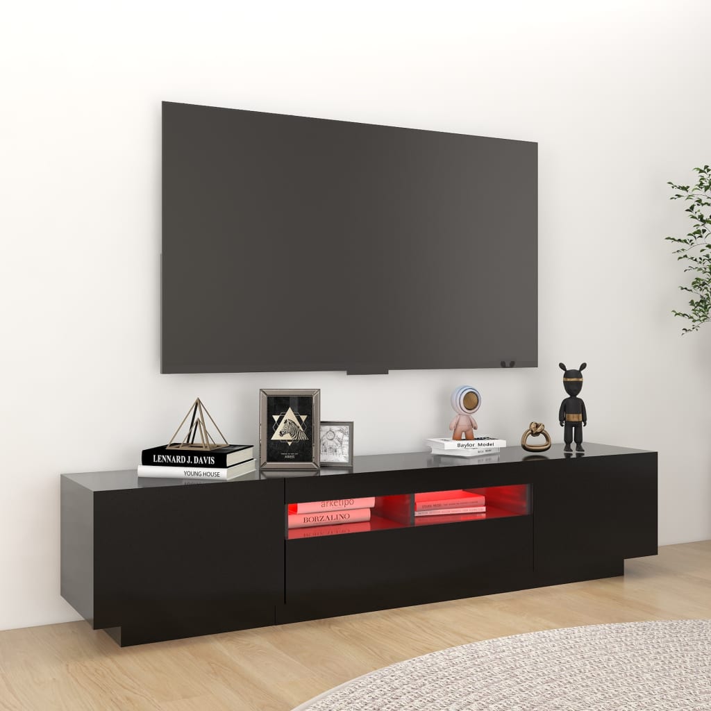 TV-taso LED-valoilla musta 180x35x40 cm - Sisustajankoti.fi