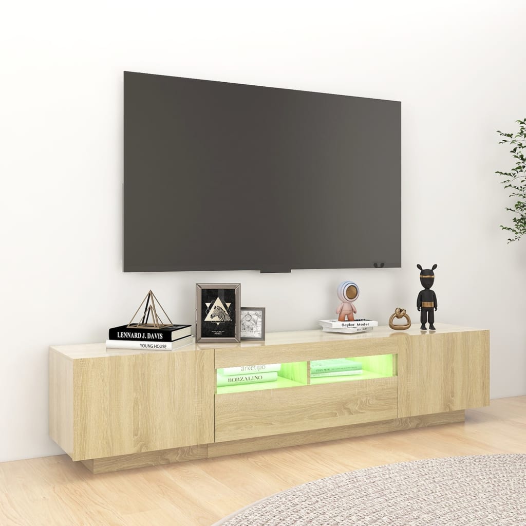 TV-taso LED-valoilla Sonoma-tammi 180x35x40 cm - Sisustajankoti.fi