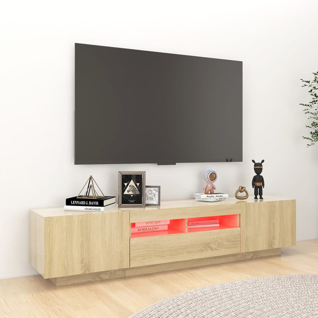 TV-taso LED-valoilla Sonoma-tammi 180x35x40 cm - Sisustajankoti.fi