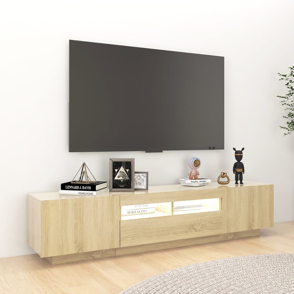TV-taso LED-valoilla Sonoma-tammi 180x35x40 cm - Sisustajankoti.fi