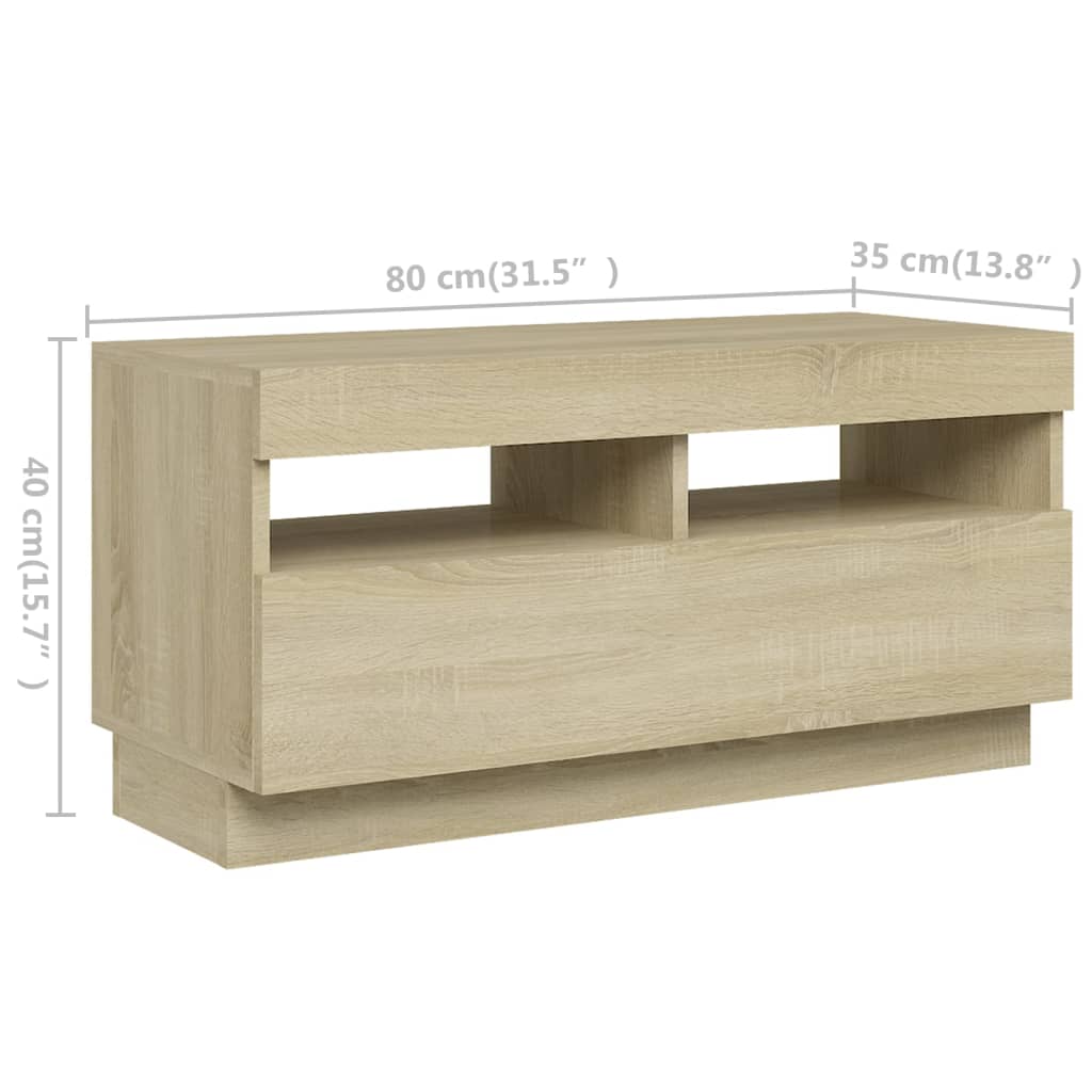 TV-taso LED-valoilla Sonoma-tammi 180x35x40 cm - Sisustajankoti.fi