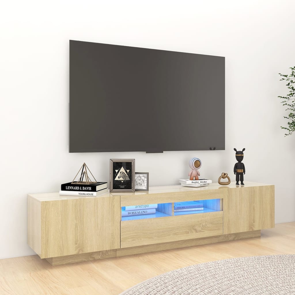 TV-taso LED-valoilla Sonoma-tammi 180x35x40 cm - Sisustajankoti.fi
