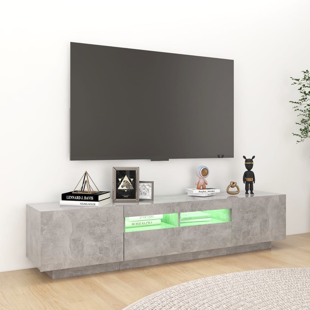 TV-taso LED-valoilla betoninharmaa 180x35x40 cm - Sisustajankoti.fi
