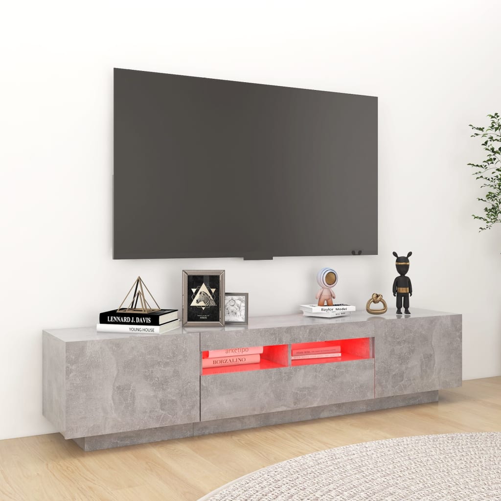 TV-taso LED-valoilla betoninharmaa 180x35x40 cm - Sisustajankoti.fi