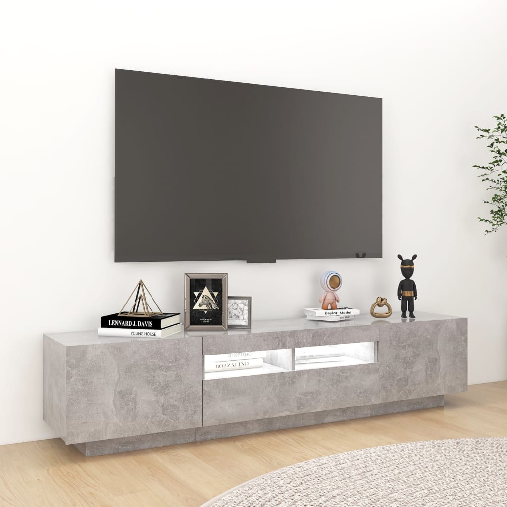 TV-taso LED-valoilla betoninharmaa 180x35x40 cm - Sisustajankoti.fi