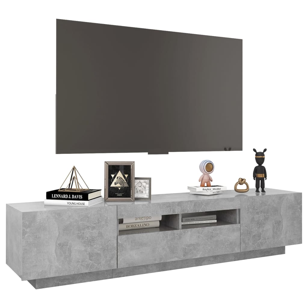 TV-taso LED-valoilla betoninharmaa 180x35x40 cm - Sisustajankoti.fi