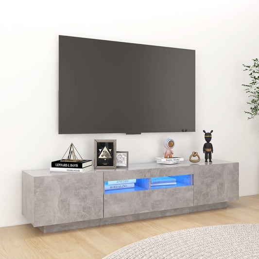 TV-taso LED-valoilla betoninharmaa 180x35x40 cm - Sisustajankoti.fi