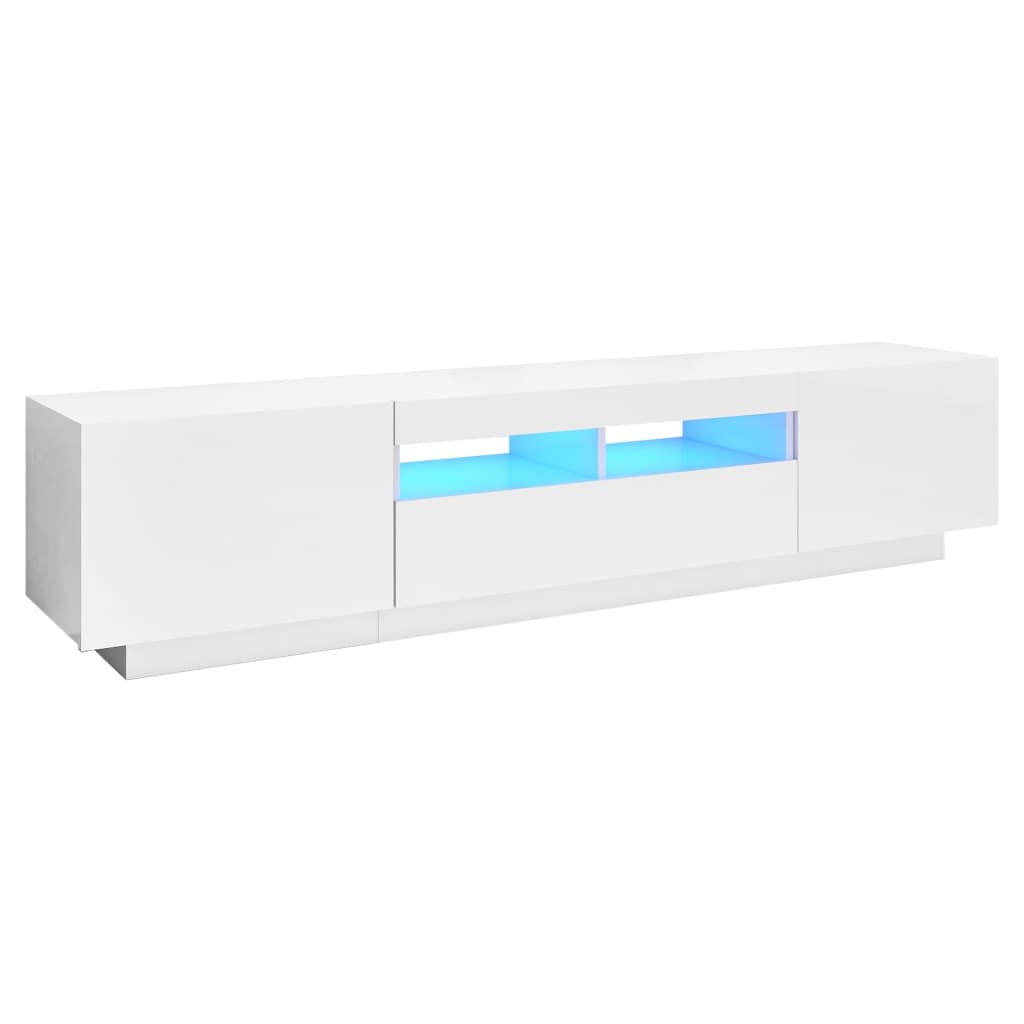TV-taso LED-valoilla korkeakiilto valkoinen 180x35x40 cm - Sisustajankoti.fi