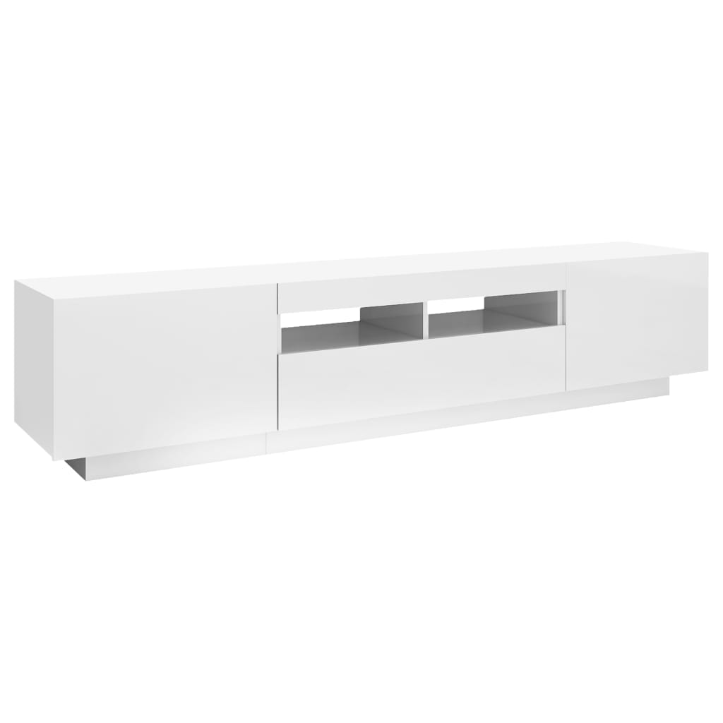 TV-taso LED-valoilla korkeakiilto valkoinen 180x35x40 cm - Sisustajankoti.fi
