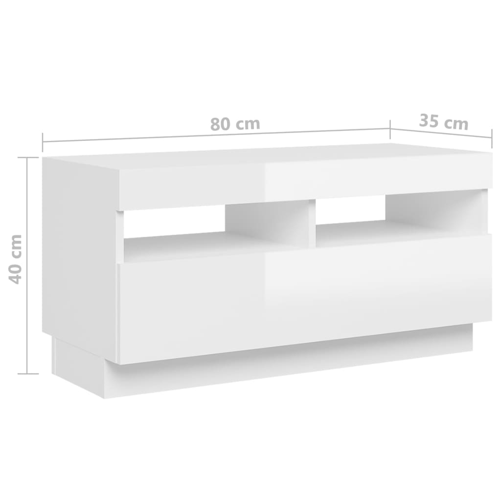 TV-taso LED-valoilla korkeakiilto valkoinen 180x35x40 cm - Sisustajankoti.fi