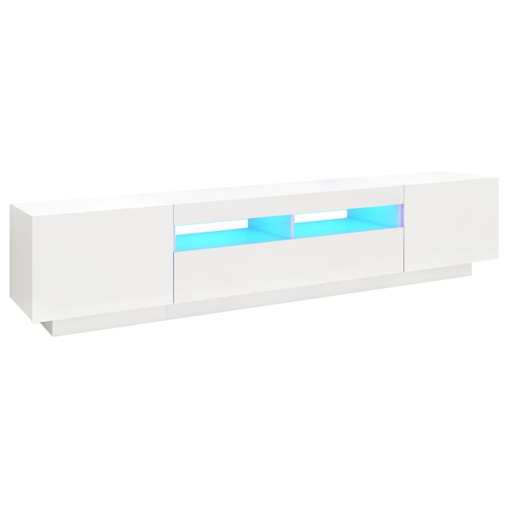 TV-taso LED-valoilla valkoinen 200x35x40 cm - Sisustajankoti.fi