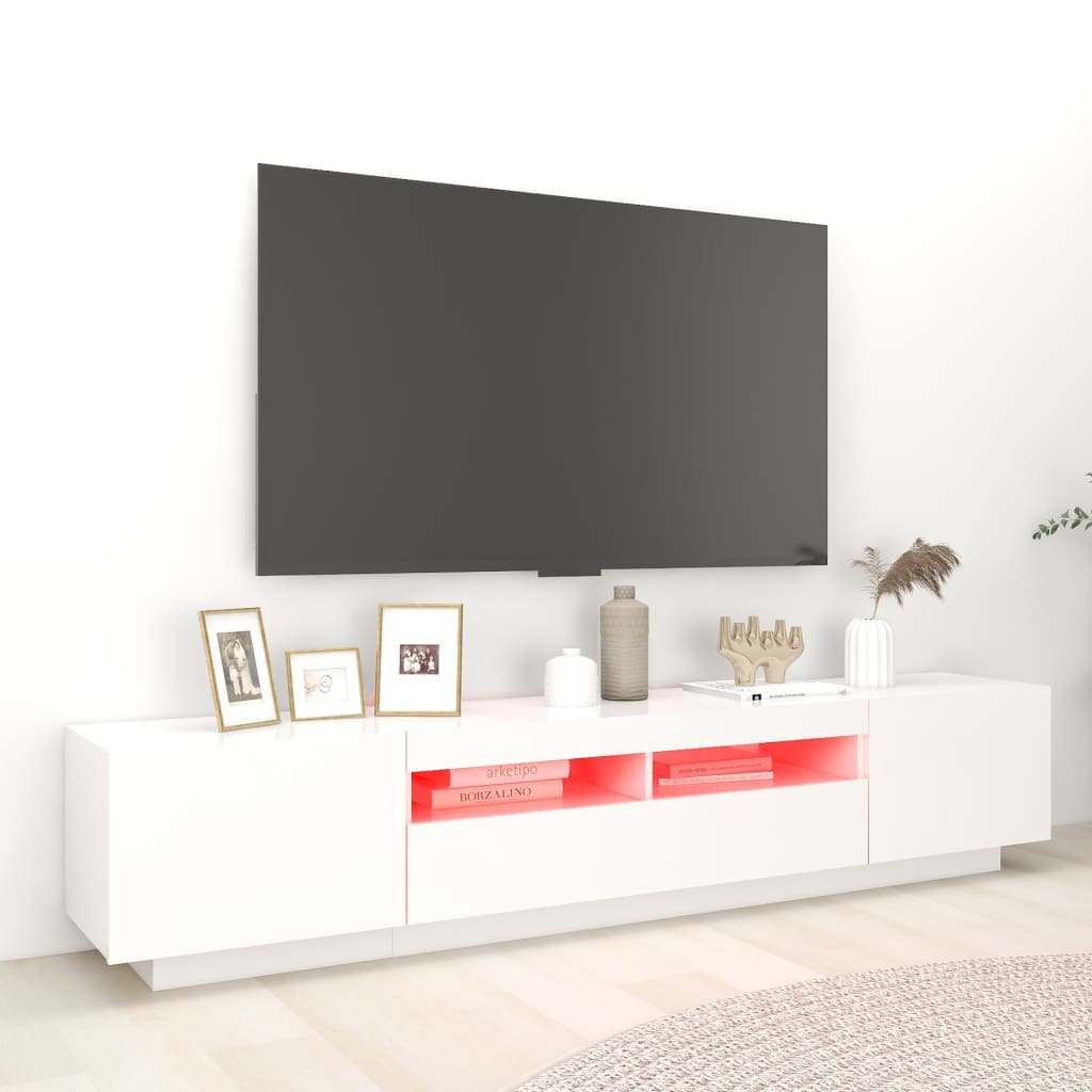 TV-taso LED-valoilla valkoinen 200x35x40 cm - Sisustajankoti.fi