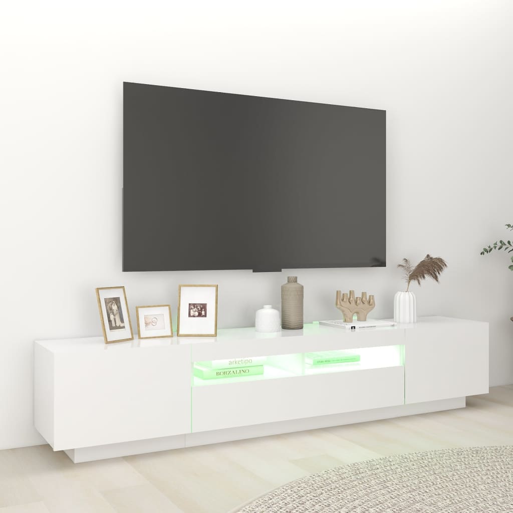 TV-taso LED-valoilla valkoinen 200x35x40 cm - Sisustajankoti.fi