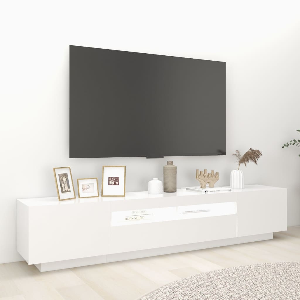 TV-taso LED-valoilla valkoinen 200x35x40 cm - Sisustajankoti.fi