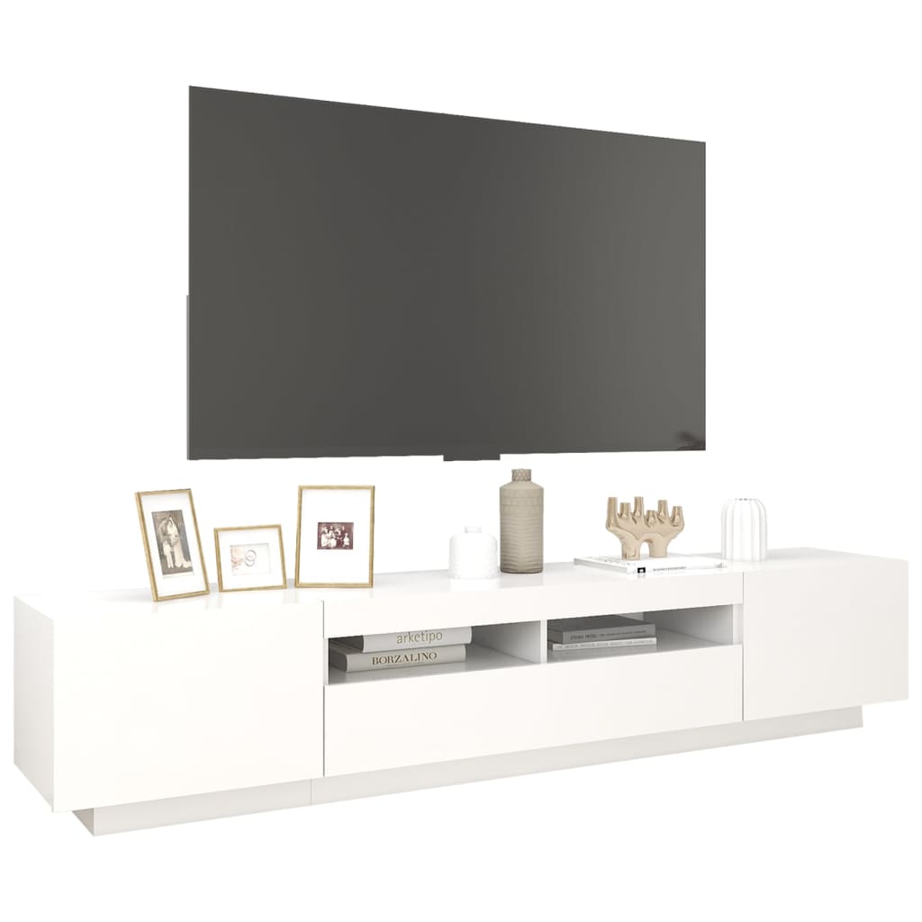 TV-taso LED-valoilla valkoinen 200x35x40 cm - Sisustajankoti.fi