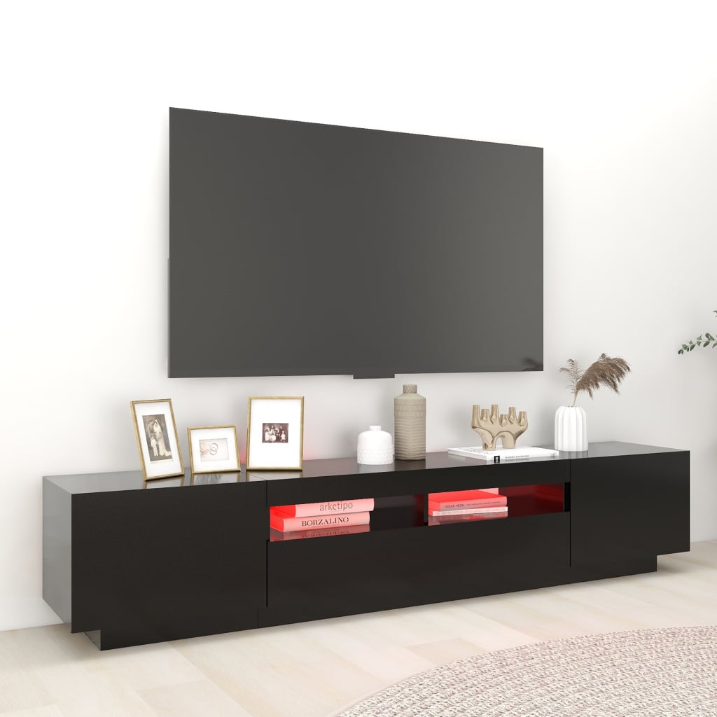 TV-taso LED-valoilla musta 200x35x40 cm - Sisustajankoti.fi
