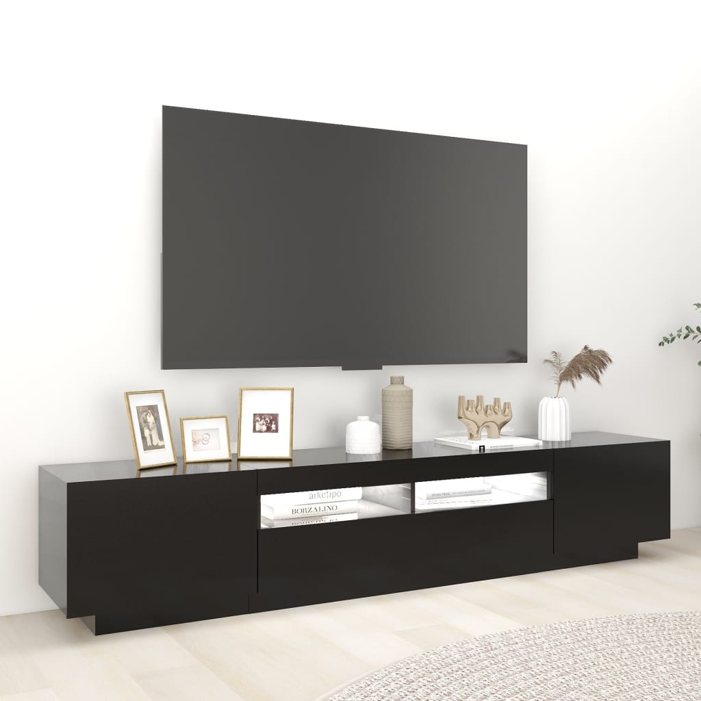 TV-taso LED-valoilla musta 200x35x40 cm - Sisustajankoti.fi