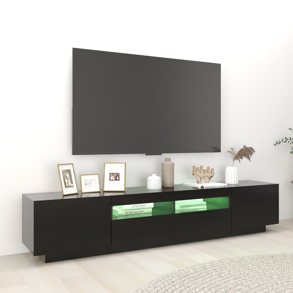 TV-taso LED-valoilla musta 200x35x40 cm - Sisustajankoti.fi