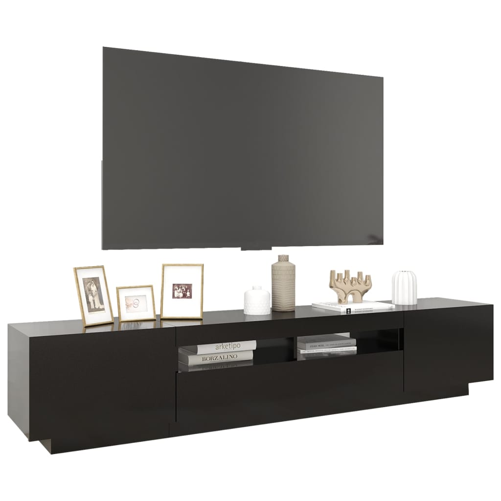 TV-taso LED-valoilla musta 200x35x40 cm - Sisustajankoti.fi